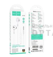 Наушники проводные внутриканальные HOCO M109, Pure, Jack 3.5мм, 1.2 м,  белый