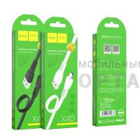 Кабель USB to Micro HOCO X40 Noah, 1m, 2.4A,  белый