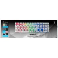 Клавиатура проводная игровая DEFENDER Neros GK-147 RU,белый,радуж.,104 кн,FN,1.8м (1/24)