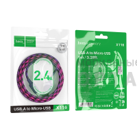 Кабель USB to Micro HOCO X116 Meridian, 1m, 2.4A,  фиолетовый