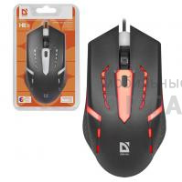 Мышь игровая, DEFENDER Hit MB-601, USB, 7 цветов, 4 кнопки, 800-1200dpi, черный