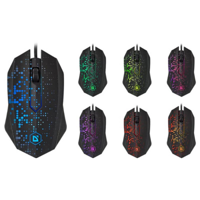 Мышь игровая, DEFENDER Event MB-754, черный, USB, проводная, подсветка, 3 кнопки